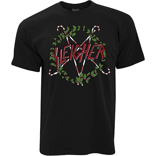 Christmas Xmas Sleigher Alternative Rock Joke Music Parody Santa T-Shirt Black Shirt Men's Top Tee Christmas Xmas Sleigher Alternative Rock Joke Music Parody Santa T-Shirt Black Shirt Men's Top Tee