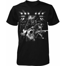 Cat Rock Cats Playing Guitar and Drums T-Shirt Black Shirt Men's Top Tee Cat Rock Cats Playing Guitar and Drums T-Shirt Black Shirt Men's Top Tee
