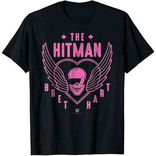 The Hitman Bret Hart 1 Color Skull T-Shirt Funny Vintage Gift Men Black The Hitman Bret Hart 1 Color Skull T-Shirt Funny Vintage Gift Men Black