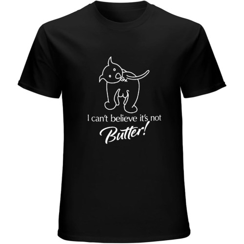 Dog Slim fit t Shirt Mens I Can't Believe It's Not Butter T-Shirt Black Unisex Mens Tees