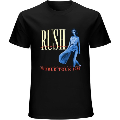 Rush World Tour 1980 T-Shirt Black Unisex Mens Tees