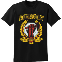 Booze and Glory As Bold As Brass T-Shirt Mens Unisex Black Tees