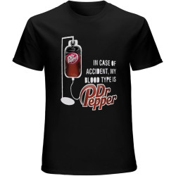 My'S Movet in Case of Accident Blood Type is Dr Pepper Vintages T-Shirt Mens Unisex Black Tees XL