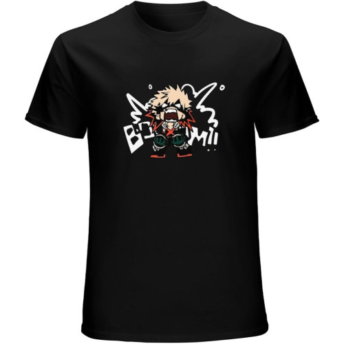My Hero Katsuki Bakugo Booom Funny T-Shirt Mens Unisex Black Tees My Hero Katsuki Bakugo Booom Funny T-Shirt Mens Unisex Black Tees