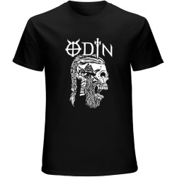 Odin Skull Beard Norse Mythology T-Shirt Mens Unisex Black Tees Odin Skull Beard Norse Mythology T-Shirt Mens Unisex Black Tees