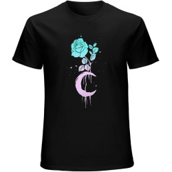 Moon Rose Pastel Goth Goth Aesthetic Occult T-Shirt Mens Unisex Black Tees Moon Rose Pastel Goth Goth Aesthetic Occult T-Shirt Mens Unisex Black Tees