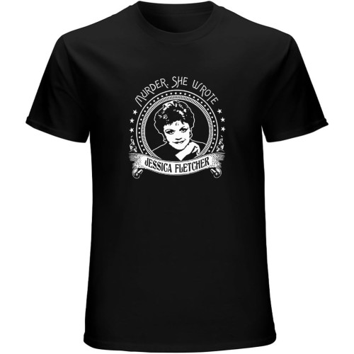 Mit Aufschrift Murder She Wrotte Jessica Fletcher T-Shirt Mens Unisex Black Tees Mit Aufschrift Murder She Wrotte Jessica Fletcher T-Shirt Mens Unisex Black Tees