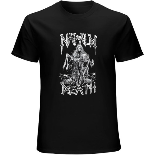 Napalm Death Band Reaper Skeleton Metal T-Shirt Mens Unisex Black Tees Napalm Death Band Reaper Skeleton Metal T-Shirt Mens Unisex Black Tees