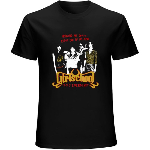 Merkia Girlschool 999 Emergency T-Shirt Mens Unisex Black Tees Merkia Girlschool 999 Emergency T-Shirt Mens Unisex Black Tees