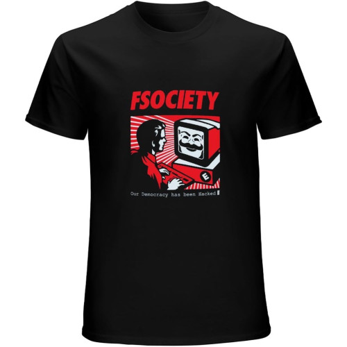 Mr Robot Fsociety Funny T-Shirt Mens Unisex Black Tees Mr Robot Fsociety Funny T-Shirt Mens Unisex Black Tees