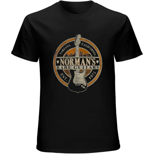 Norman Rare Guitars T-Shirt Mens Unisex Black Tees Norman Rare Guitars T-Shirt Mens Unisex Black Tees