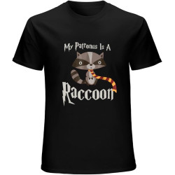 My Patronus is A Raccoon Cute Raccoon Wizard Lovers Vintage T-Shirt Mens Unisex Black Tees