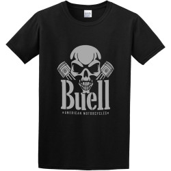 Men' Buell American Motorcycles Skull Piston T-Shirt