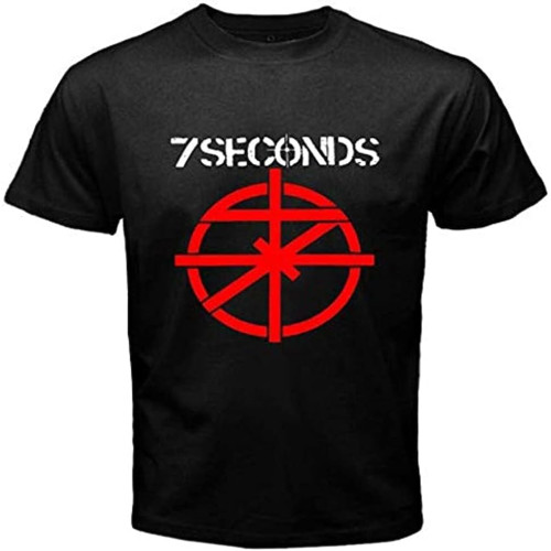 7 Seconds Hard Punk Men' Black T Shirt Black 7 Seconds Hard Punk Men' Black T Shirt Black