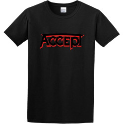 Accept ' Red Logo ' Tee O Neck Men Shirt Black Accept ' Red Logo ' Tee O Neck Men Shirt Black