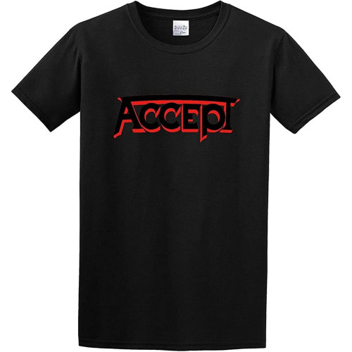 Accept ' Red Logo ' Tee O Neck Men Shirt Black