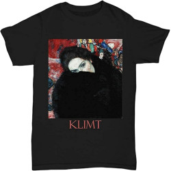 Men's T-Shirts Lady with Clutch (1916) by Gustav Klimt Black