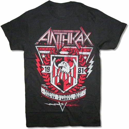 Anthrax 1981 Crest New York NY Black T Shirt New Band Merch Black Anthrax 1981 Crest New York NY Black T Shirt New Band Merch Black