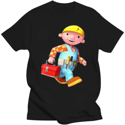 The Builder T Shirt Bob The Builder Can We Fix It Bob Builder Toolbox Tractor Game Games Old School Black XXL.jpg.jpg Black