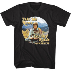 John Denver Country Roads Men's T Shirt take me Home Mountain Range Black John Denver Country Roads Men's T Shirt take me Home Mountain Range Black
