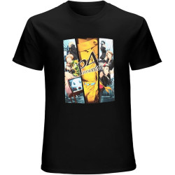 Persona 4 Game Cover Art Men's T-Shirt Unisex Tee Black Shirt Persona 4 Game Cover Art Men's T-Shirt Unisex Tee Black Shirt