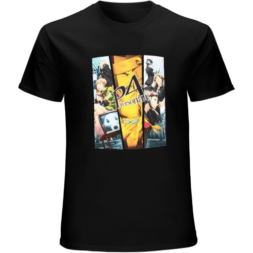 Persona 4 Game Cover Art Men's T-Shirt Unisex Tee Black Shirt Persona 4 Game Cover Art Men's T-Shirt Unisex Tee Black Shirt