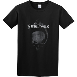 Adult T-Shirts Seether Skull Clamp Black Adult T-Shirts Seether Skull Clamp Black