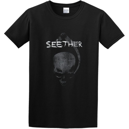 Adult T-Shirts Seether Skull Clamp Black