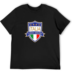 Italien Forza Azzurri Fotbollsmärke Tryckt Tröja Med Huva Tee T Shirt