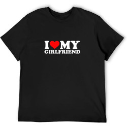 I Love My Girlfriend Shirt I Heart My Girlfriend Shirt Gf T-Shirt Black Text Graphic Tee Men's Shirt