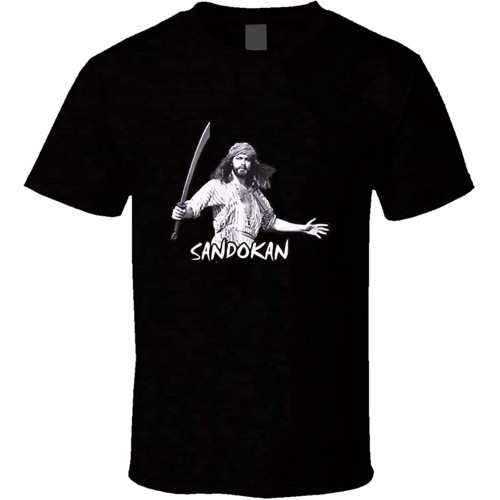 Sandokan Pirate Adventure Tv Show Tiger of Malaysia Retro Men's Cotton T-Shirt Black Shirt Top Tee