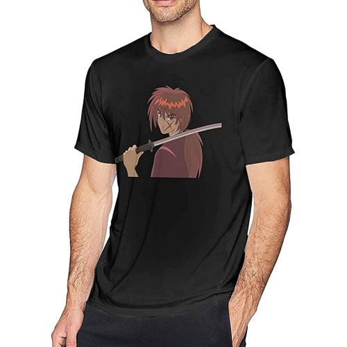 Rurouni Kenshin Cotton Men's Cotton T-Shirt Black Shirt Top Tee
