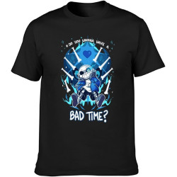 Sans Do You Wanna Have A Bad Time Men's Cotton T-Shirt Black Shirt Top Tee Sans Do You Wanna Have A Bad Time Men's Cotton T-Shirt Black Shirt Top Tee