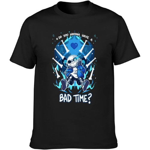 Sans Do You Wanna Have A Bad Time Men's Cotton T-Shirt Black Shirt Top Tee Sans Do You Wanna Have A Bad Time Men's Cotton T-Shirt Black Shirt Top Tee