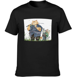 Samurai Cat Sensei Cat Men's Cotton T-Shirt Black Shirt Top Tee Samurai Cat Sensei Cat Men's Cotton T-Shirt Black Shirt Top Tee