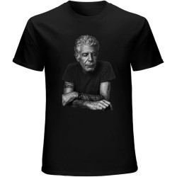 Men' T-Shirts Anthony Bourdain American Legendary Chef Black Men' T-Shirts Anthony Bourdain American Legendary Chef Black