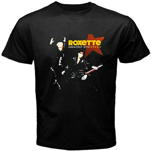 Roxette Pop Rock Duo Listen to Your Heart Men's Cotton T-Shirt Black Shirt Top Tee Roxette Pop Rock Duo Listen to Your Heart Men's Cotton T-Shirt Black Shirt Top Tee