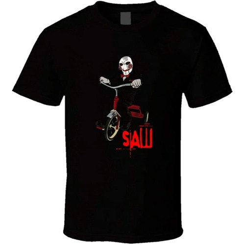 Saw Horror Men's Cotton T-Shirt Black Shirt Top Tee