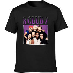S Club 7 Men'S Cotton T-shirt Black Shirt Top Tee S Club 7 Men'S Cotton T-shirt Black Shirt Top Tee