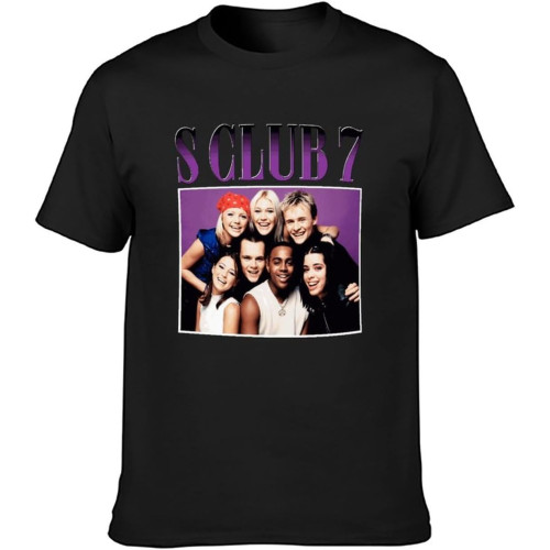 S Club 7 Men'S Cotton T-shirt Black Shirt Top Tee