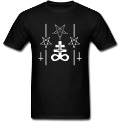 Satanic Symbols Geometric Men's Cotton T-Shirt Black Shirt Top Tee
