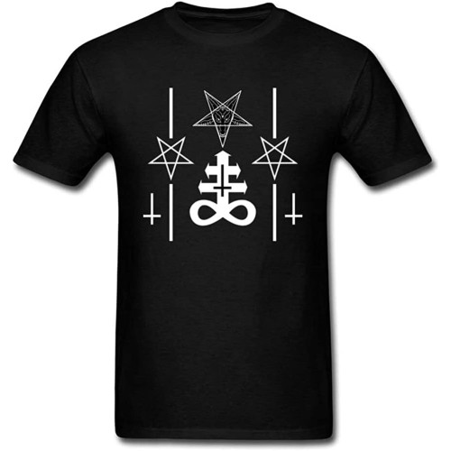 Satanic Symbols Geometric Men's Cotton T-Shirt Black Shirt Top Tee