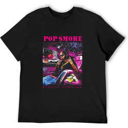 90s Vintage Cool Rap Pop Smoke Men Women T Shirt Oversized O Neck Hip Hop Short Sleeve T-Shirt Streetwear Men' T Shirt Black