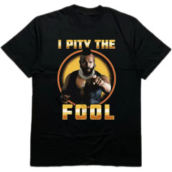 Men's Black Crew - Neck Short - Sleeve Cotton T - Shirt with_I Pity The Fool_ Heat - Transfer Print Black Men's Black Crew - Neck Short - Sleeve Cotton T - Shirt with_I Pity The Fool_ Heat - Transfer Print Black