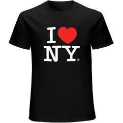 I Love Ny New York Short Sleeve Screen Print Heart T-Shirt Men Black
