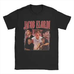 Fashion Jacob Elordi Vintage 90s T-Shirts for Men O Neck Cotton T Shirts Short Sleeve Tee Shirt Graphic Clothing Black