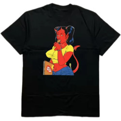 Men's Heat Transfer Print Cotton Round Neck Short Sleeve T-Shirt - Stylish Demon Character Design Black Men's Heat Transfer Print Cotton Round Neck Short Sleeve T-Shirt - Stylish Demon Character Design Black