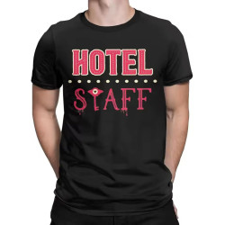 Hazbins Hotels Staff Men T Shirts Novelty Tee Shirt Short Sleeve O Neck T-Shirts Cotton Plus Size Clothing Black