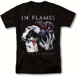 in Flames Come Clarity Vintage Graphic T-Shirt Black Band Tee with Artistic Flame Heart Regular Fit Round Neck for Rock Concerts Black in Flames Come Clarity Vintage Graphic T-Shirt Black Band Tee with Artistic Flame Heart Regular Fit Round Neck for Rock Concerts Black