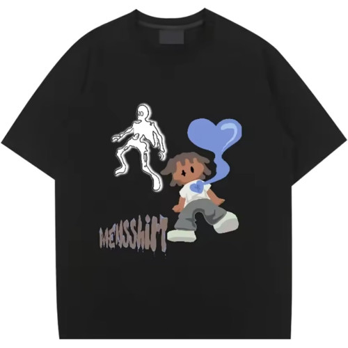 Prints Neutral Cotton Tee Clothing Creativity All-Math Short Sleeve Fashion Casual Loose Tops Men T-Shirt Black